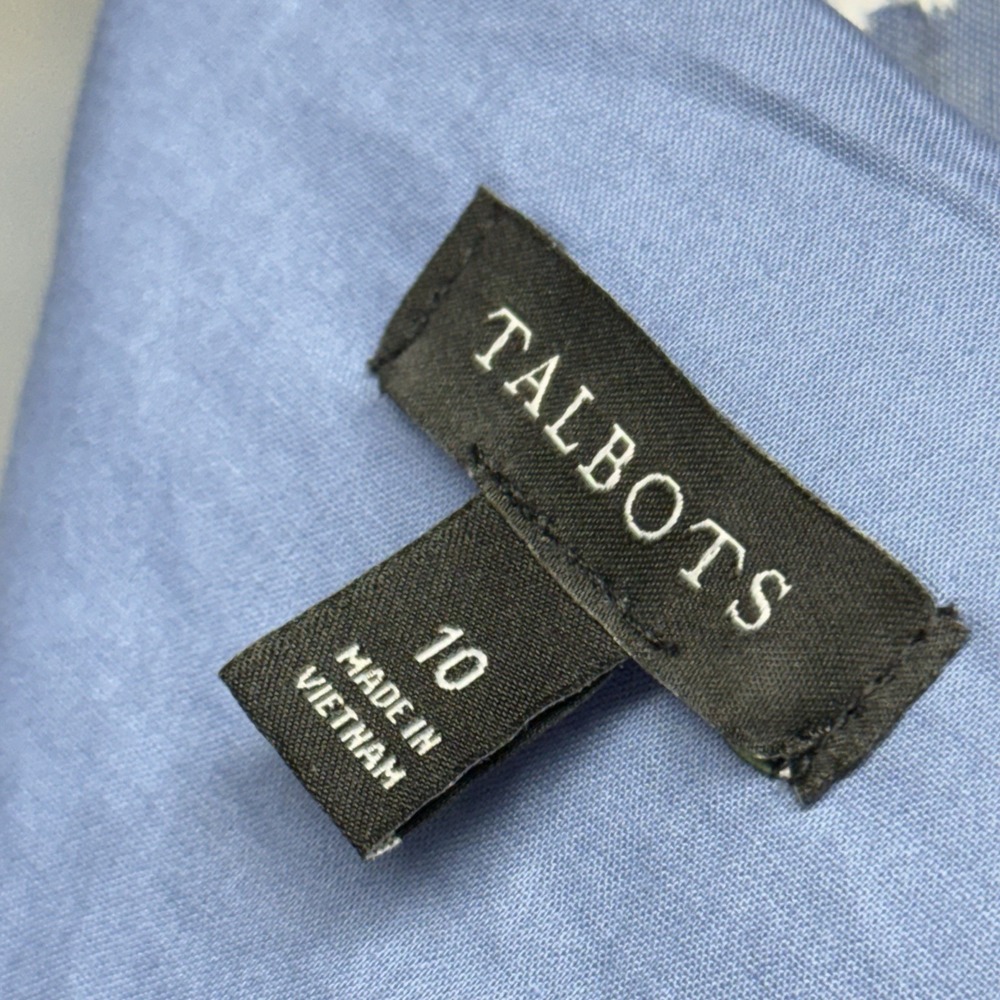 Talbots Chambray Blue Eyelet Embroidered Dress Size 10 #963 - Picture 10 of 12